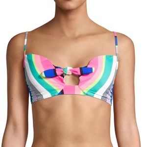 •NO BOUNDARIES•NWT COLORFUL STRIPED BIKINI SWIMSUIT TOP IN SIZE MEDIUM